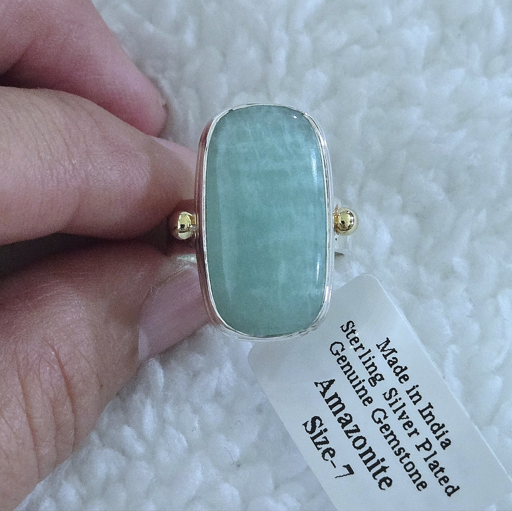 Shivam Rectangular Amazonite Statement Ring💍 - NWT - Picture 10 of 16